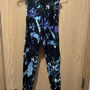 Justice Black and Purple Splatter Leggings